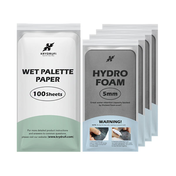 100 Sheets of Wet Palette Paper and 4PCS 5mm Hydro Foam Wet Palette Sponges